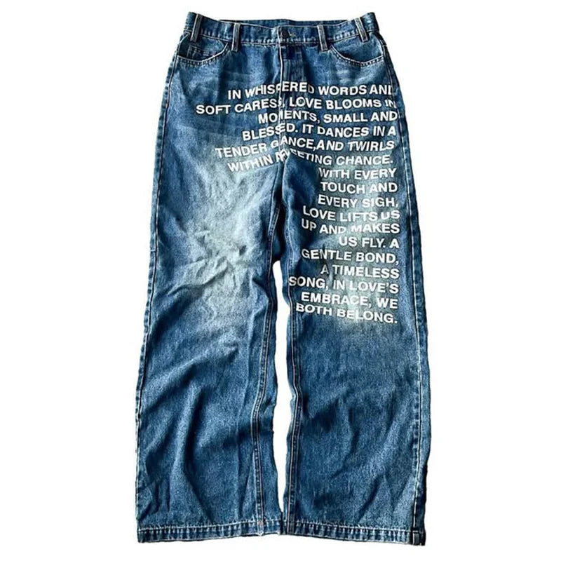 Y2K Style Letter Jeans