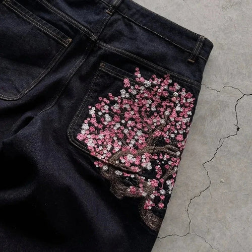 Straight Legged Cherry Blossom Jeans