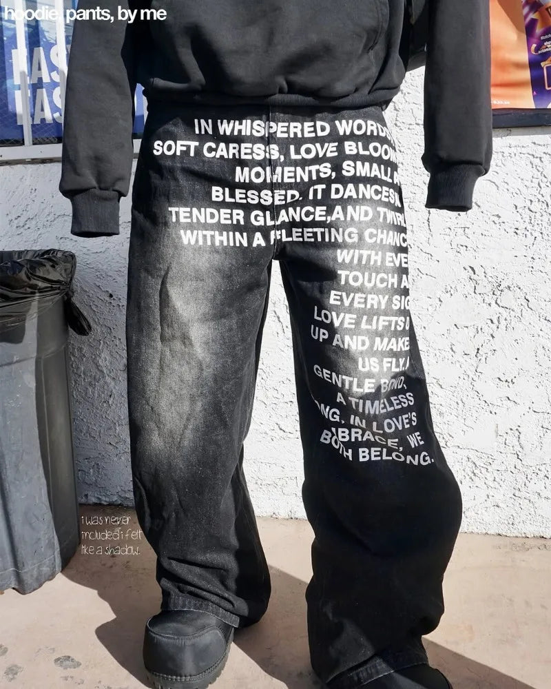 Y2K Style Letter Jeans