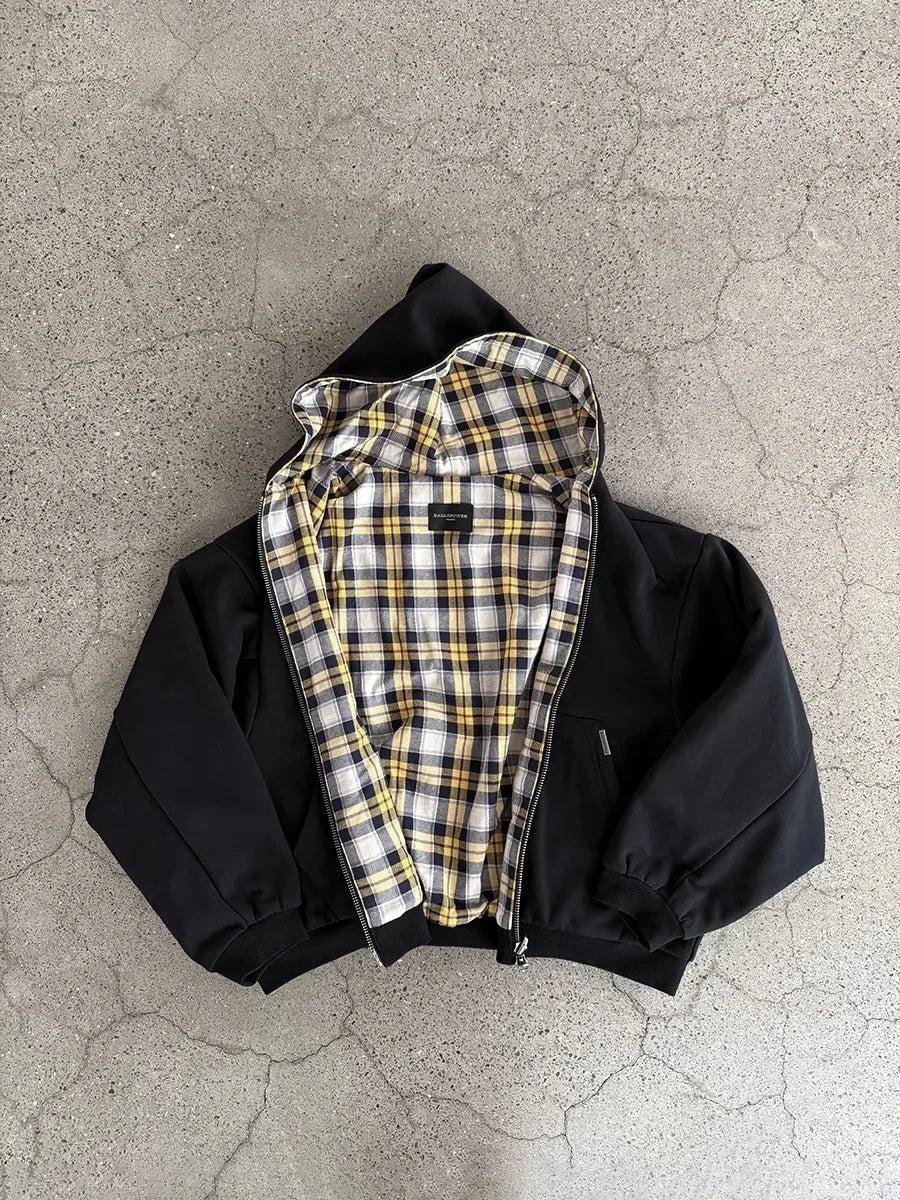 Y2K Reversible Plaid Zip-Up Hoodie
