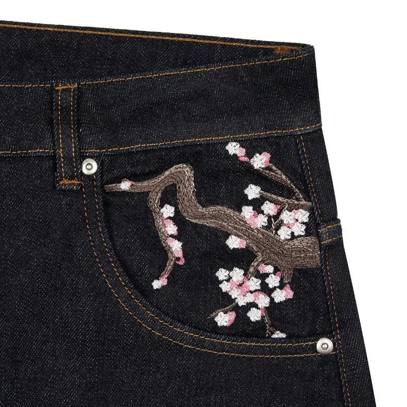 Straight Legged Cherry Blossom Jeans