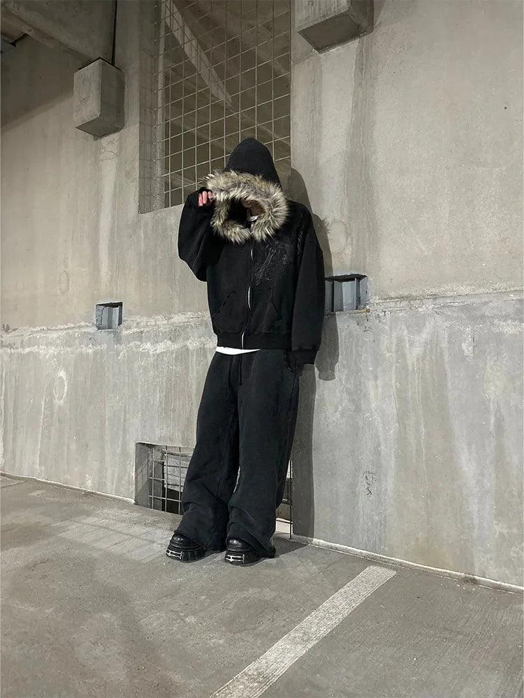 Y2K Fur-Hooded Hoodie