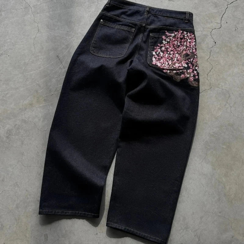 Straight Legged Cherry Blossom Jeans