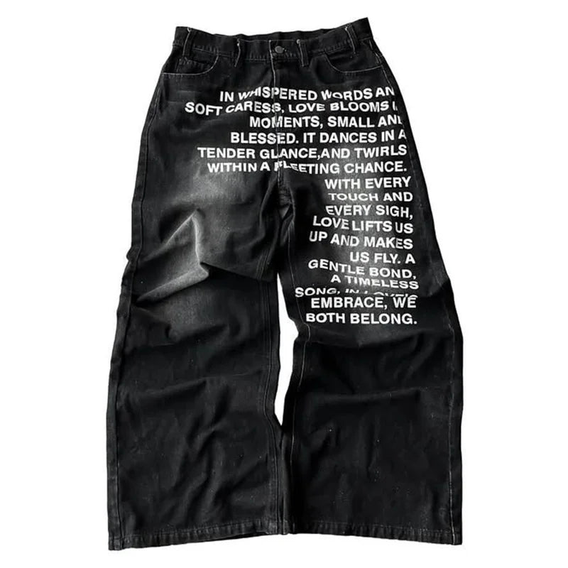 Y2K Style Letter Jeans
