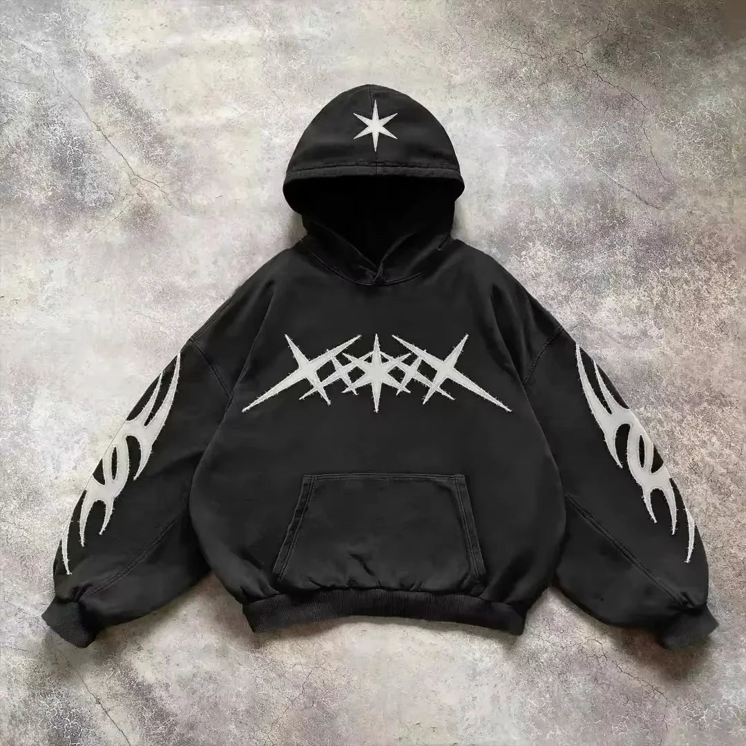 Y2K Star Design Pullover Hoodie